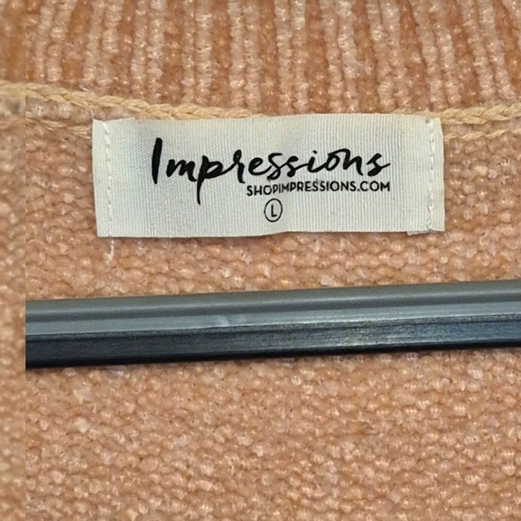 Impressions Peach Chenille Sweater Dress Sz L - Picture 7 of 7